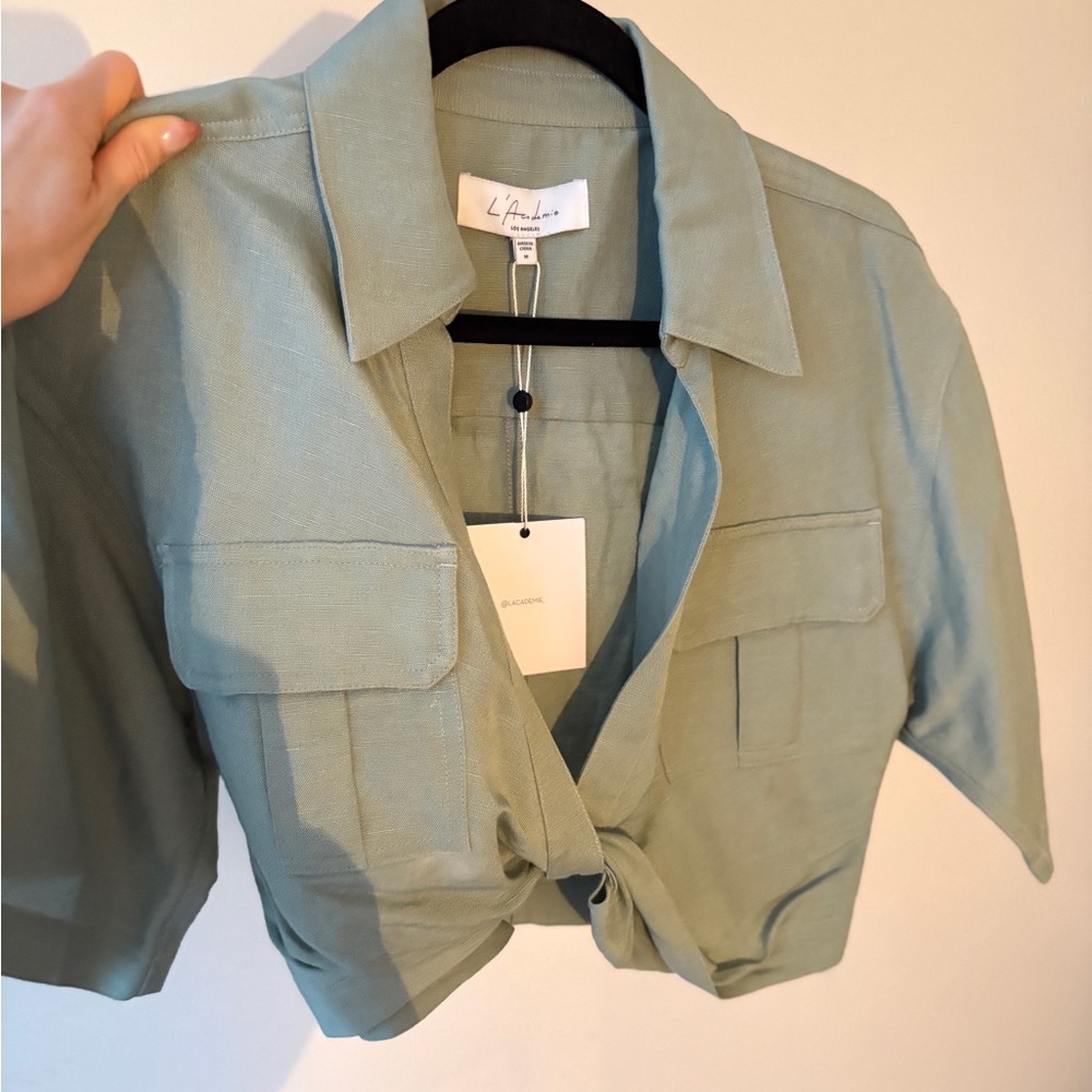 L'Academie Sage Green Crop Top